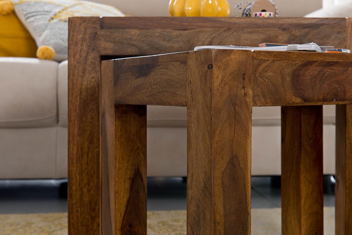 BEISTELLTISCH 3er Set Massivholz Landhausstil MUMBAI, Dunkelbraun 35x45x50 cm - Dunkelbraun/Braun, Holz (45/35/50cm) - KADIMA DESIGN