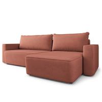 ECKSOFA BELARO CL Koralle Samtstoff mit Schlaffunktion - Koralle, Holzwerkstoff/Textil (280/162cm) - MASSENO