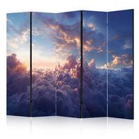 PARAVENT Beidseitig Bedruckter 5-tlg 225x172 cm Himmel Wolken - Blau, Holz/Textil (225/172/3cm) - Muralo