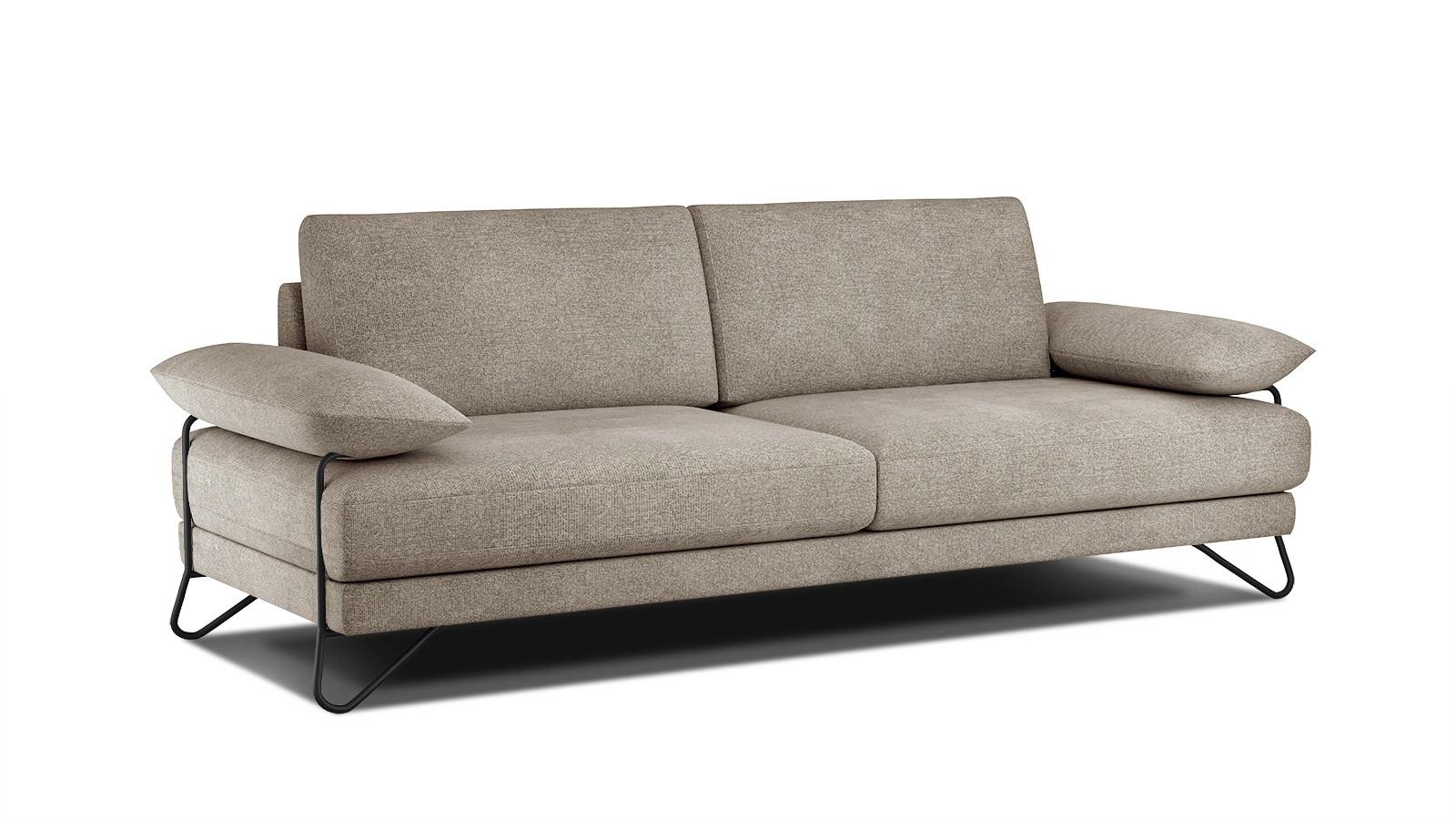 SOFA LORI 3-Sitzer, taupe - Taupe/Schwarz, Holzwerkstoff/Textil (245/87/96cm) - Wozimo
