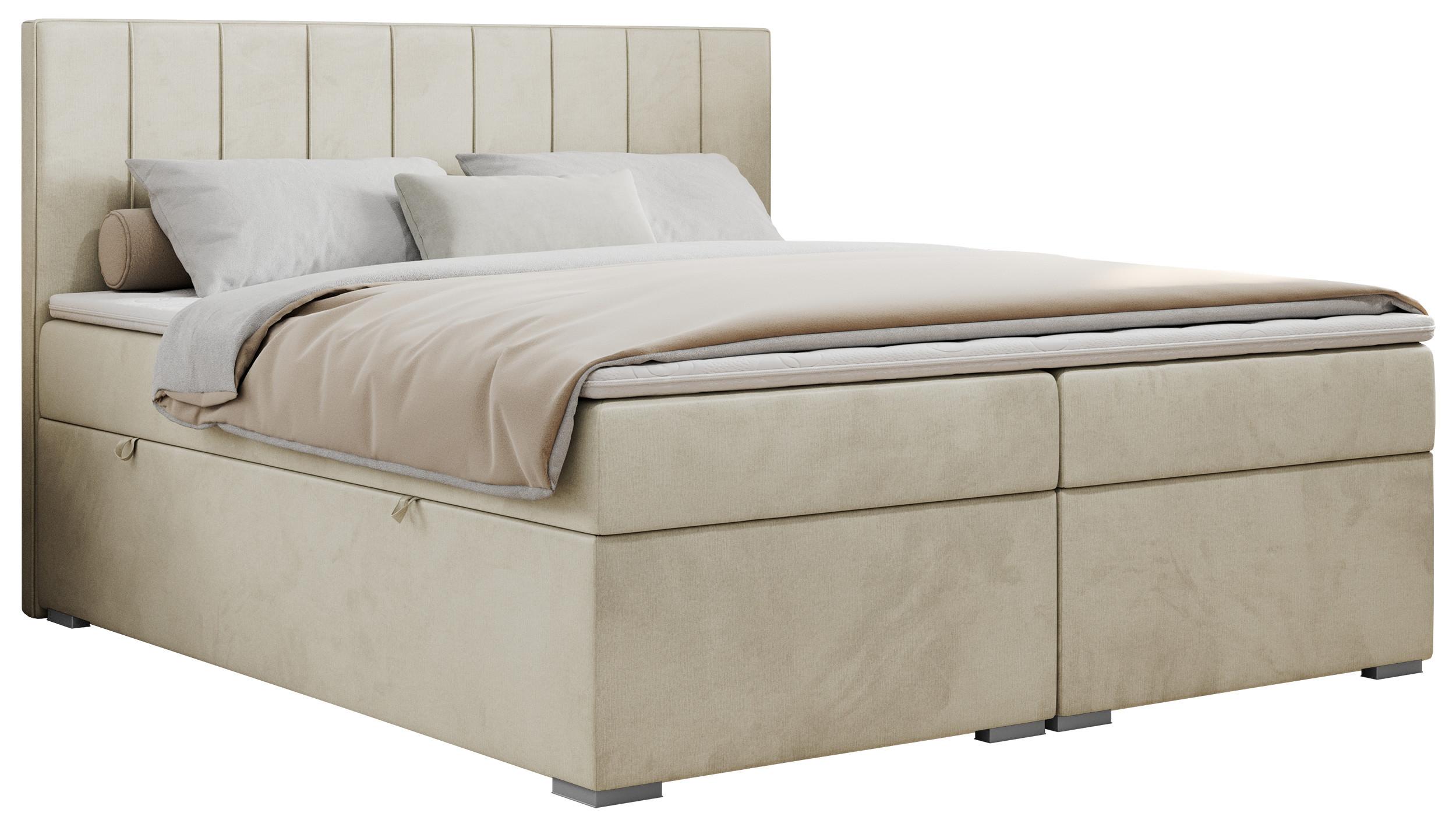 BOXBETT ALLY 180/200 Beige Velvet - H3 - Beige, Holz/Textil (180/200cm) - MKS