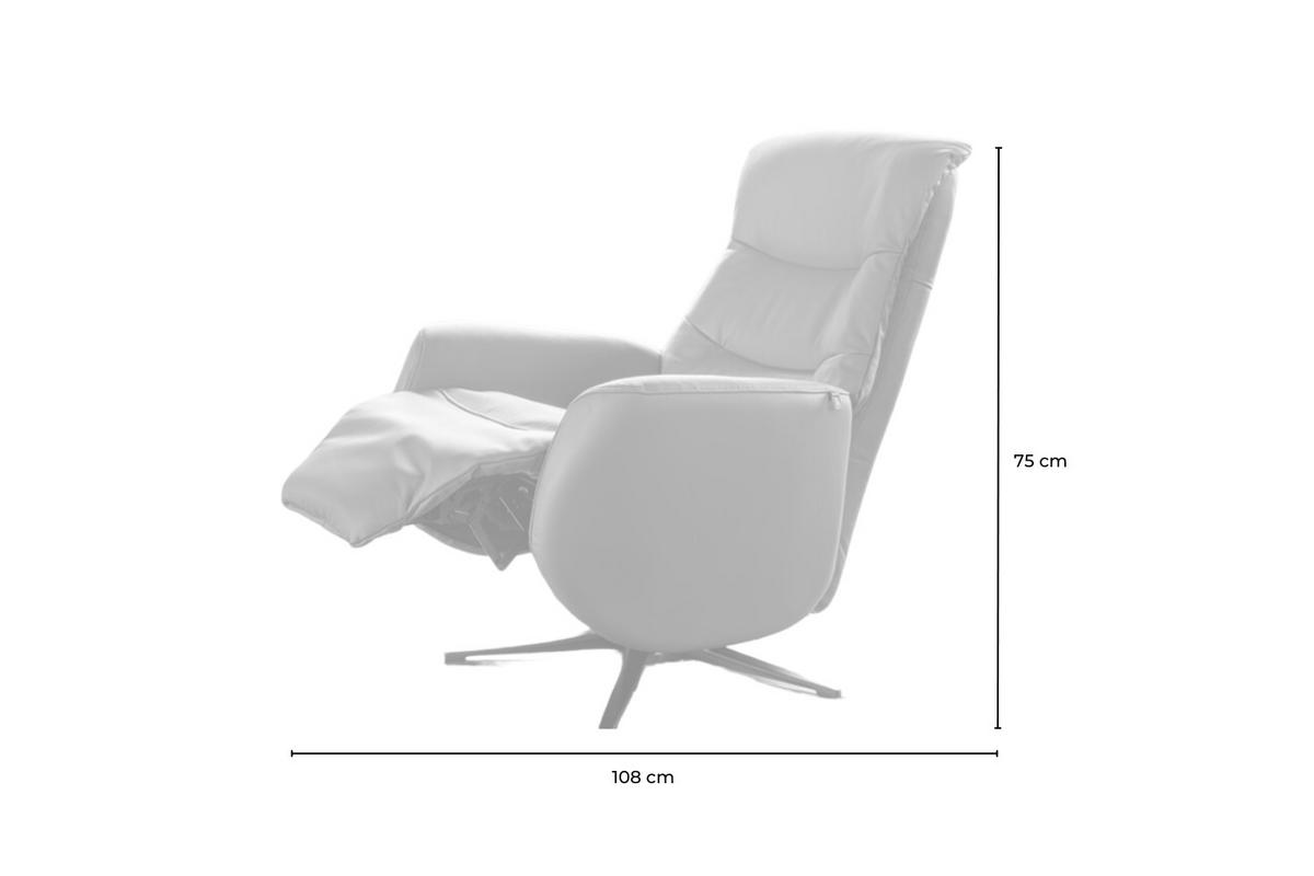 RELAXSESSEL SARI Braun Leder Relaxfunktion - Schwarz/Braun, Leder/Metall (77/108/89cm) - KAWOLA