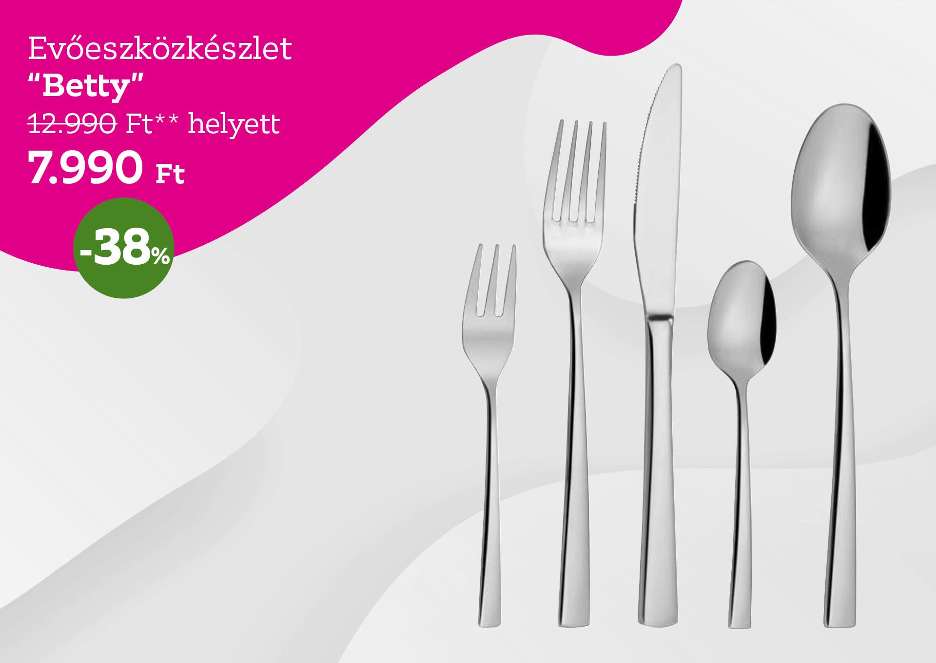 Evőeszközkészlet BETTY 12990 Forint helyett 7990 Forint, kedvezmény mértéke 38%