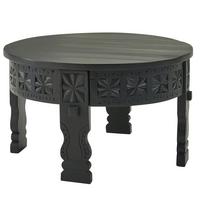 COUCHTISCH Schwarz Mango Massivholz Rund 60x36x60 cm Orientalisch - Schwarz, Holz (60/60/36cm) - KADIMA DESIGN