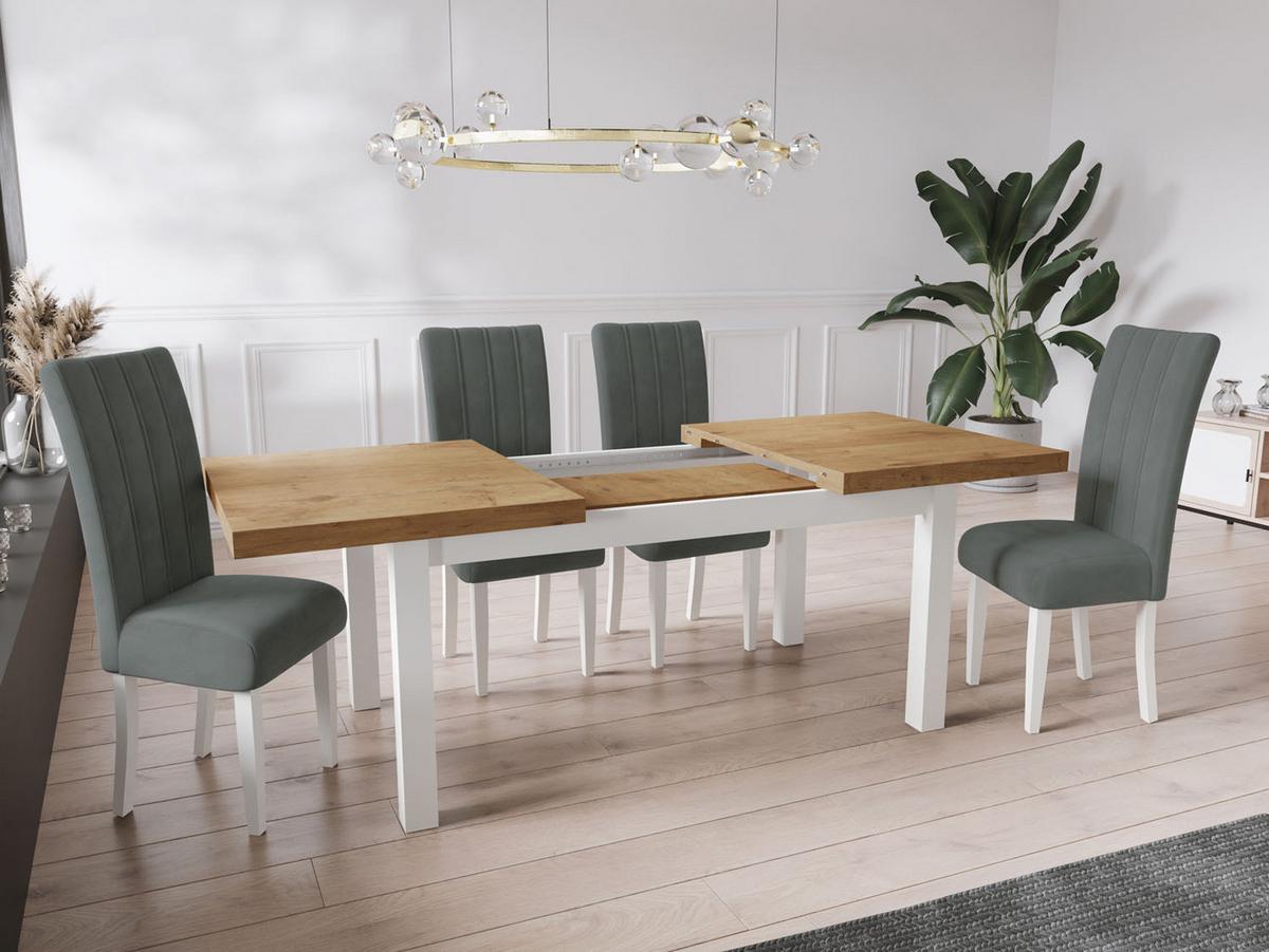 ESSTISCH Avena rechteckig ausziehbar, Lancelot Eiche 120/80/78 - Eichefarben/Weiß, Holz/Holzwerkstoff (80/160/78cm) - WFL GROUP