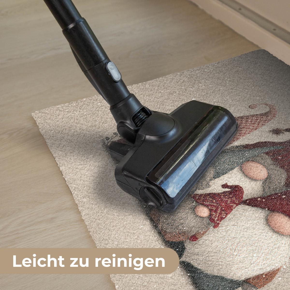 FUSSMATTE Wichtel - Weihnachten - Schnee - Zipfelmützen Türmatte 60x40 cm - Beige, Kunststoff (60/0.4cm) - MuchoWow