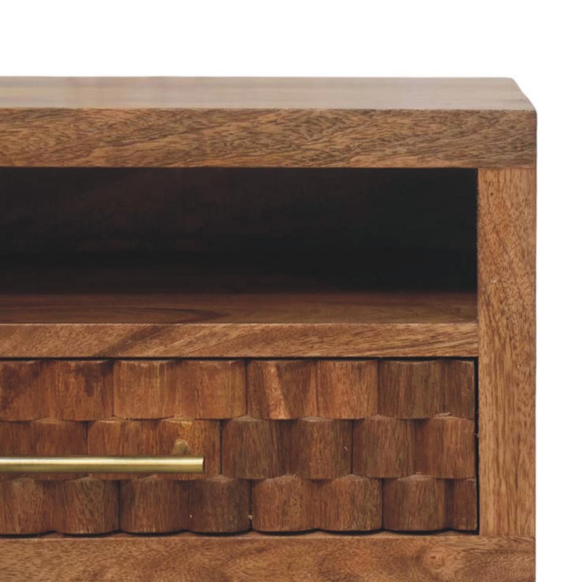 NACHTKASTEN Arno Wandmontiert in Goldenem Teak, 1 Schublade und Offenes Regal, Hellbraun - Hellbraun/Messingfarben, Holz/Metall (45/25/32cm) - Artisan Furniture