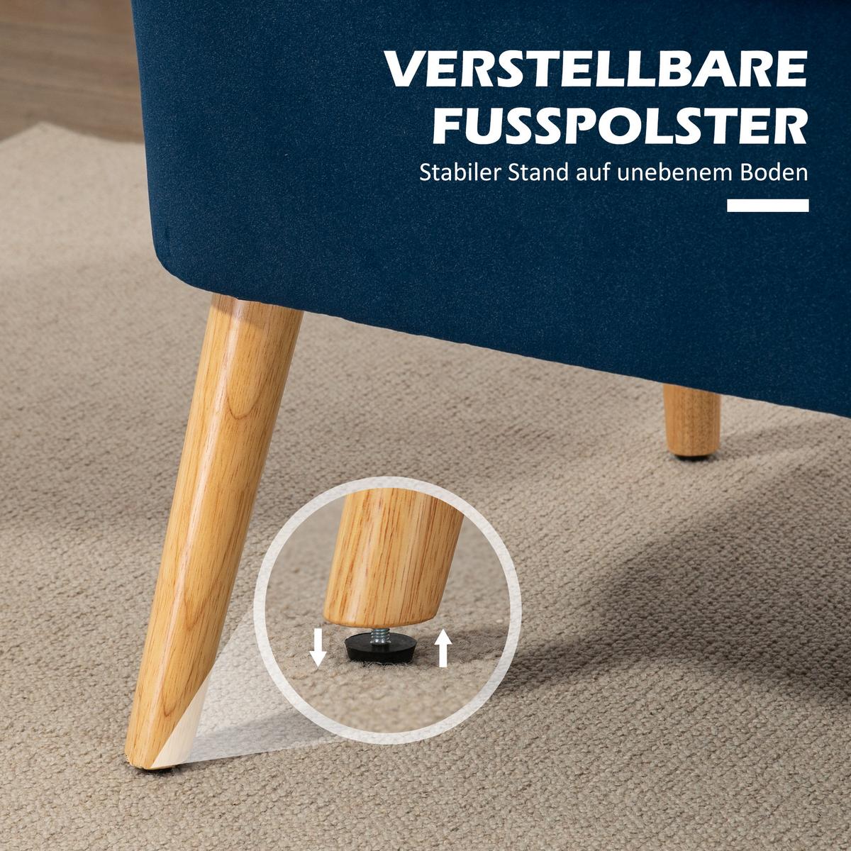 SOFA Polyester Blau - Dunkelblau, Holz/Textil (56.5/77/117cm) - HOMCOM