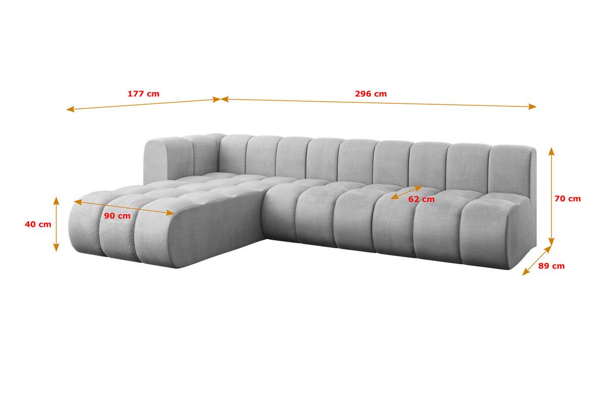 ECKSOFA modulares Sofa Darnel-L2 - 296x177x70 cm Grau - Hellgrau, Holzwerkstoff/Textil (296/177cm) - ALTDECOR