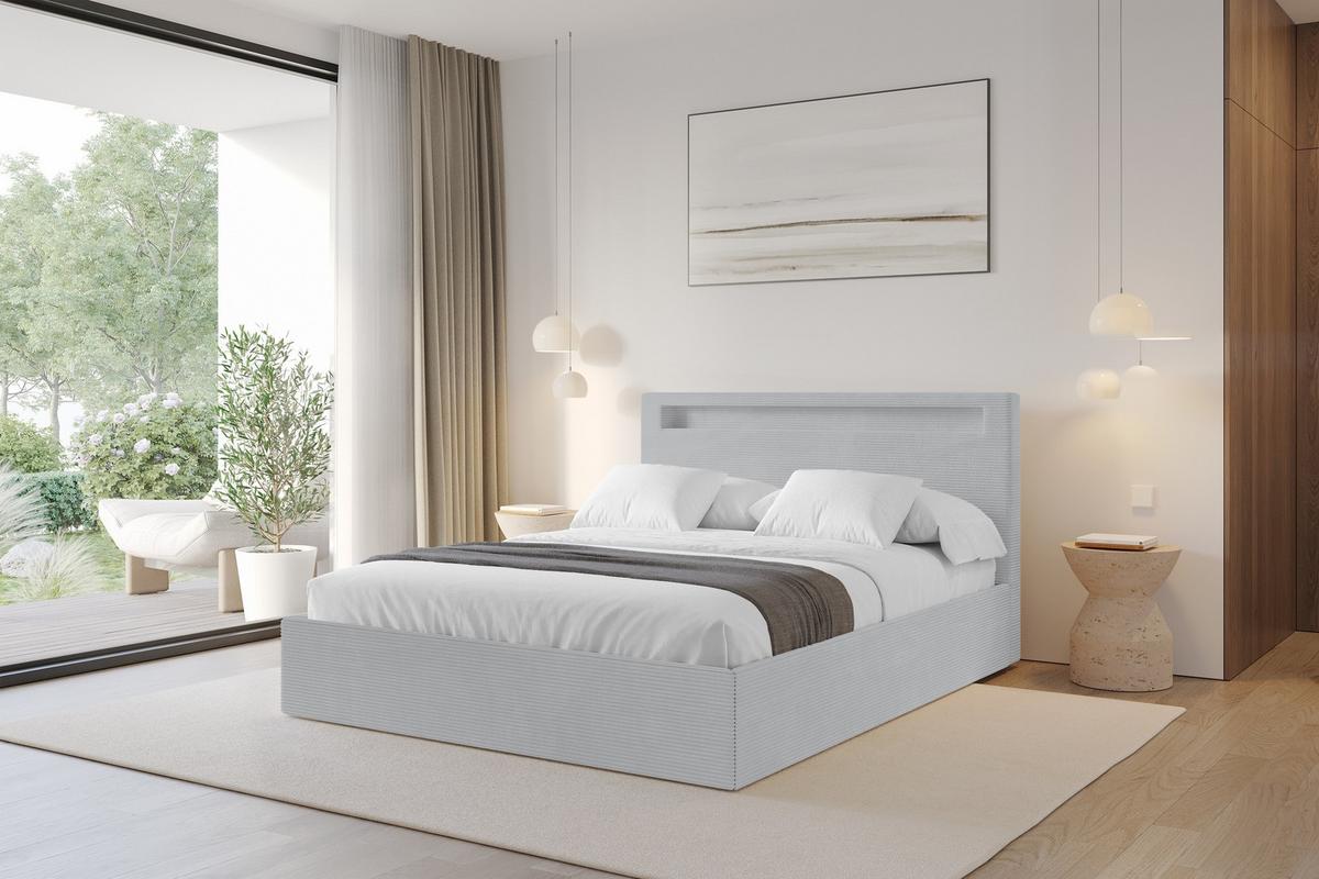 POLSTERBETT mit Bettkasten und Lattenrost, Bett mit Matratze H3/H4 - GOLA 140x200 Grau - Alufarben, Holzwerkstoff/Textil (140/200cm) - ALTDECOR