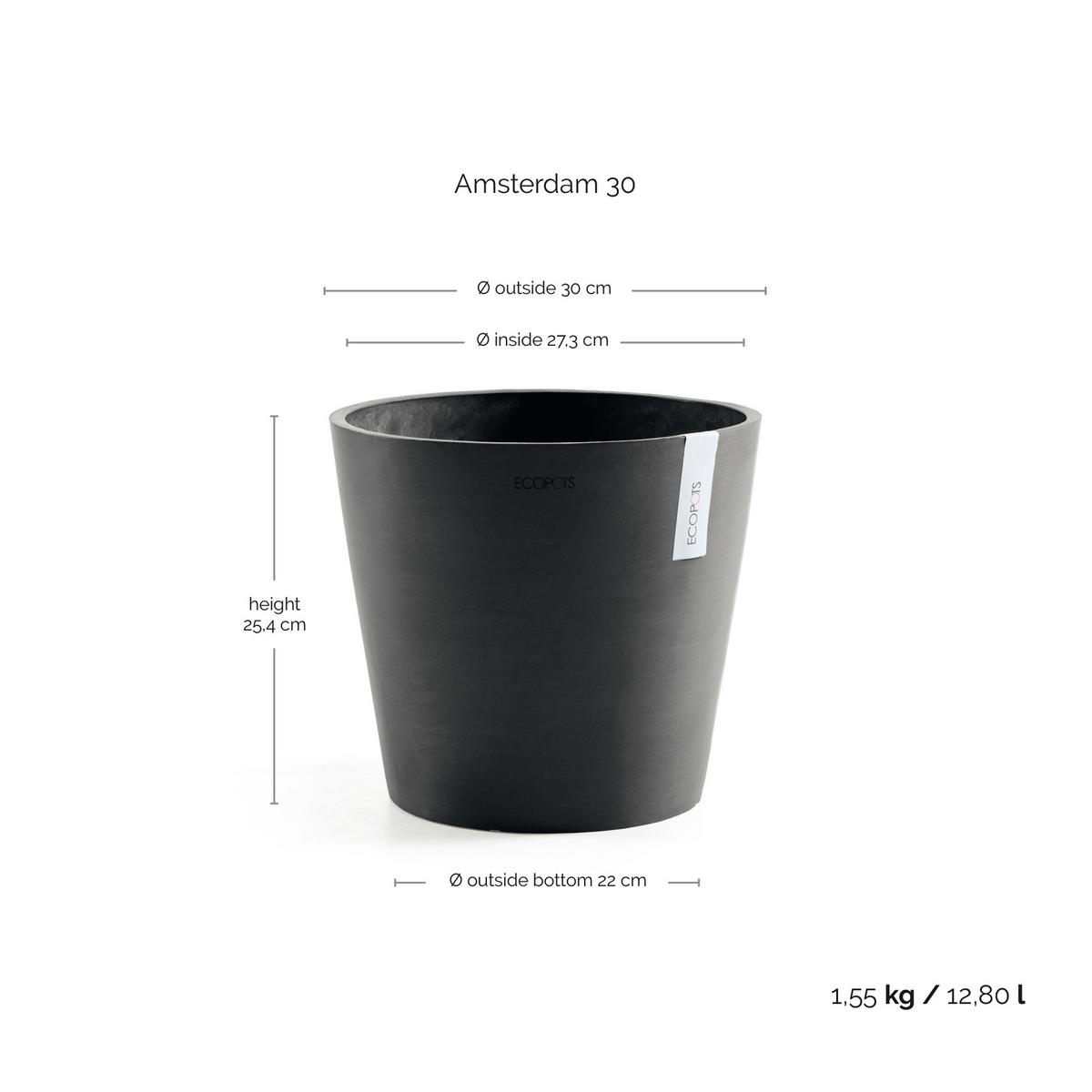 BLUMENTOPF Amsterdam 30/25,4 cm Dunkelgrau - Dunkelgrau, Kunststoff (30/25.4cm) - Ecopots