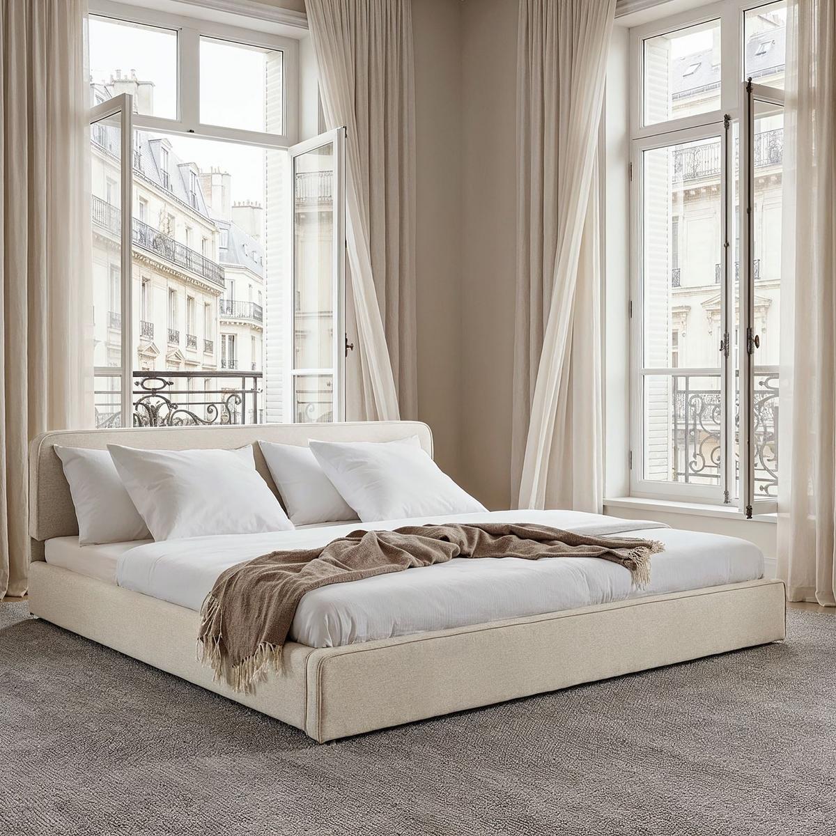 POLSTERBETT LATINI 160x200 cm cremeweiß - Creme, Textil (160/200cm) - IDIMEX