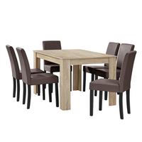 TISCHGRUPPE Forssa - Naturfarben/Braun, Holz/Holzwerkstoff (140/77/90cm) - [en.casa]