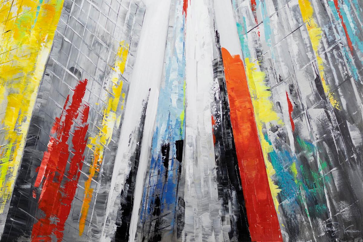 ACRYLBILD HANDGEMALT 120/80 cm - Multicolor/Grau, Holz/Textil (120/80cm) - KUNSTLOFT