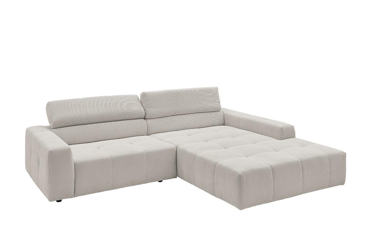 ECKSOFA RENO Silber Cord - Silberfarben/Schwarz, Kunststoff/Textil (258/217cm) - KAWOLA