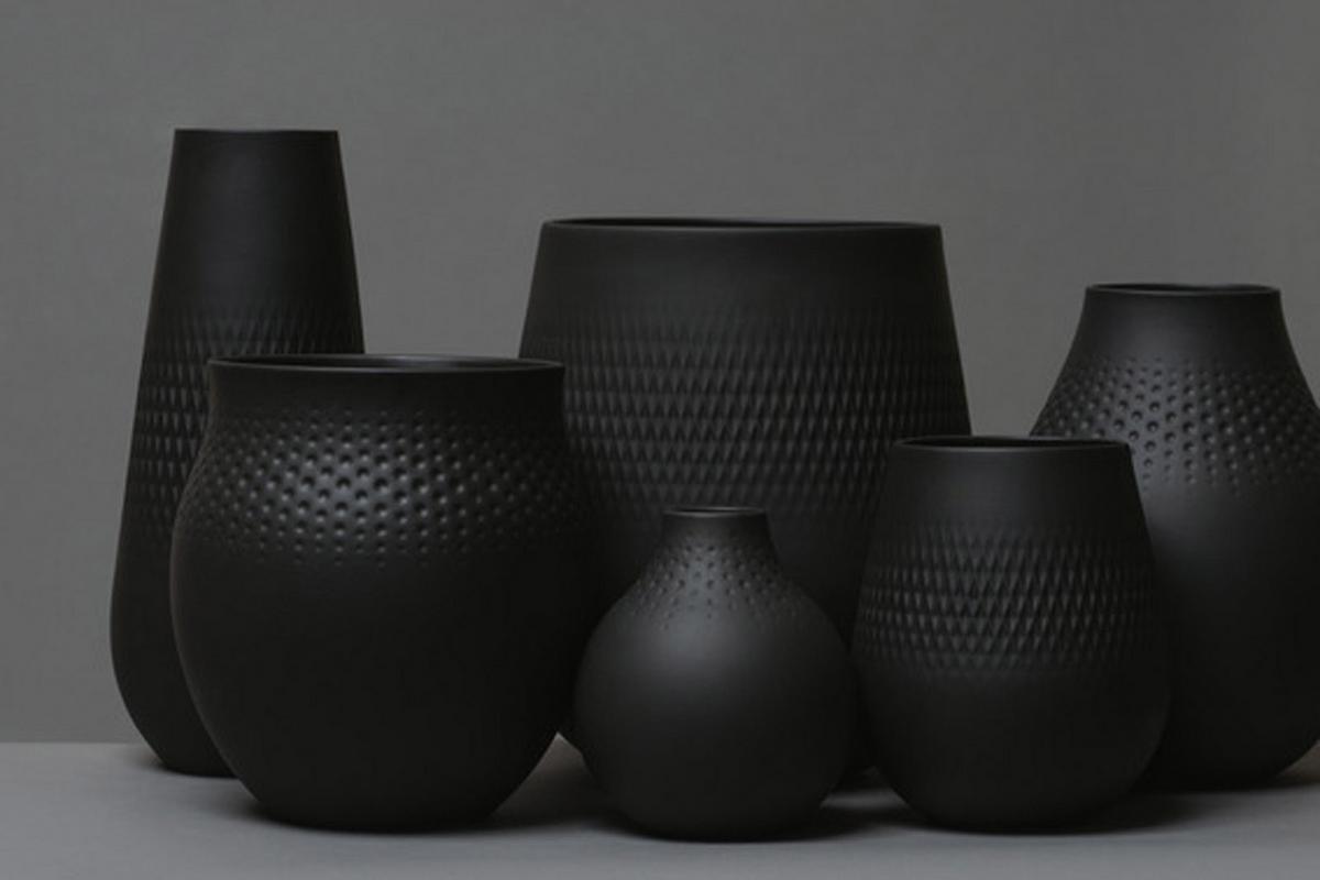 VASE Manufacture Collier Noir 26 cm - Schwarz, Keramik (26cm) - Villeroy & Boch