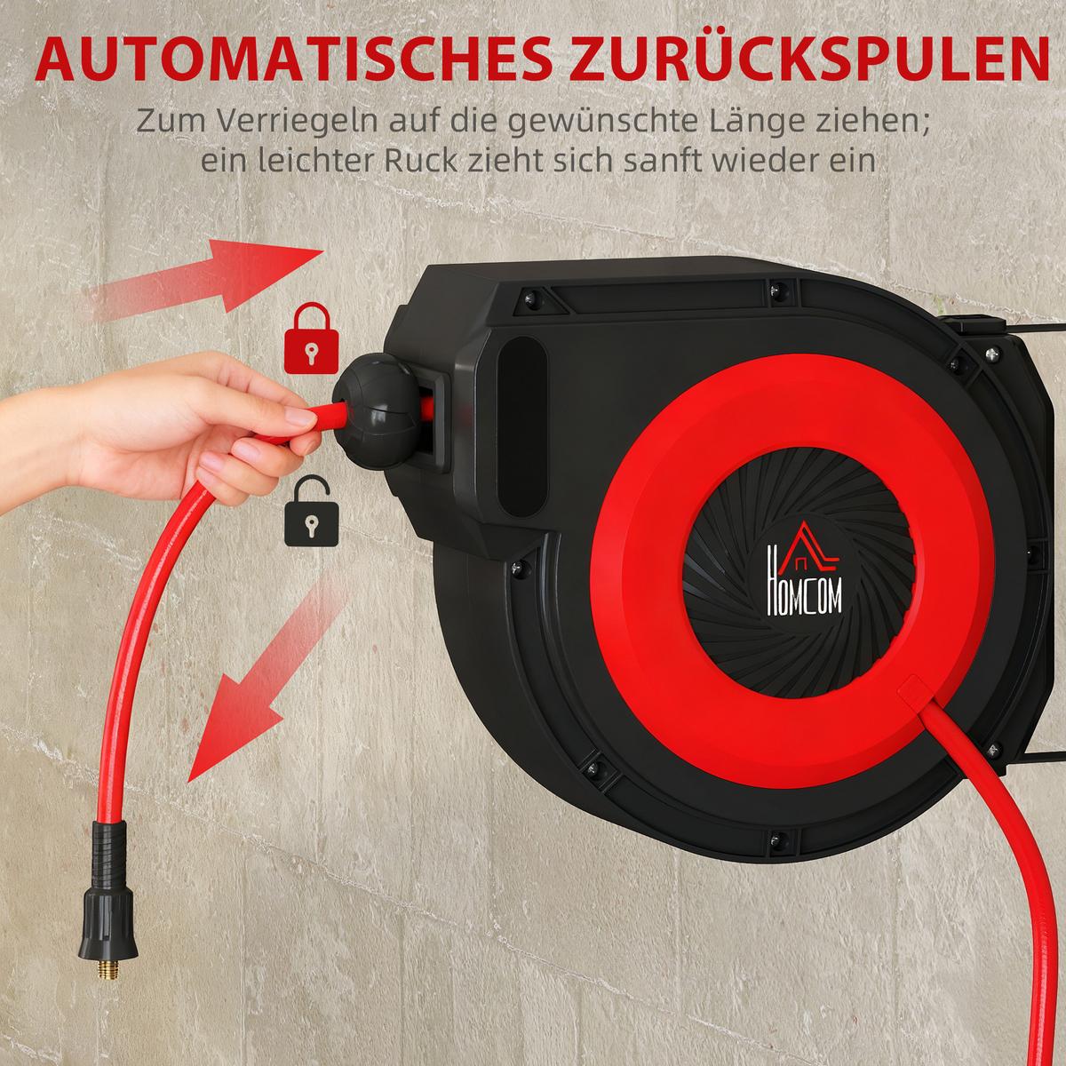 SCHLAUCHTROMMEL Kunststoff Schwarz Rot - Multicolor, Kunststoff (20/36/37cm) - HOMCOM