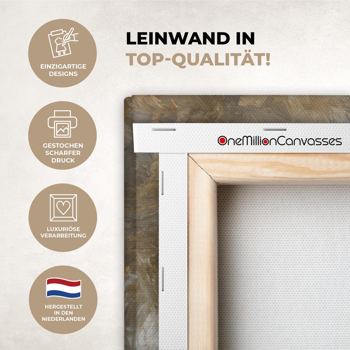 LEINWANDBILD Jesus - Kniend - Waldlandschaft - Betend Deko Groß 90x140 cm - Beige/Hellblau, Textil (90/140cm) - MuchoWow