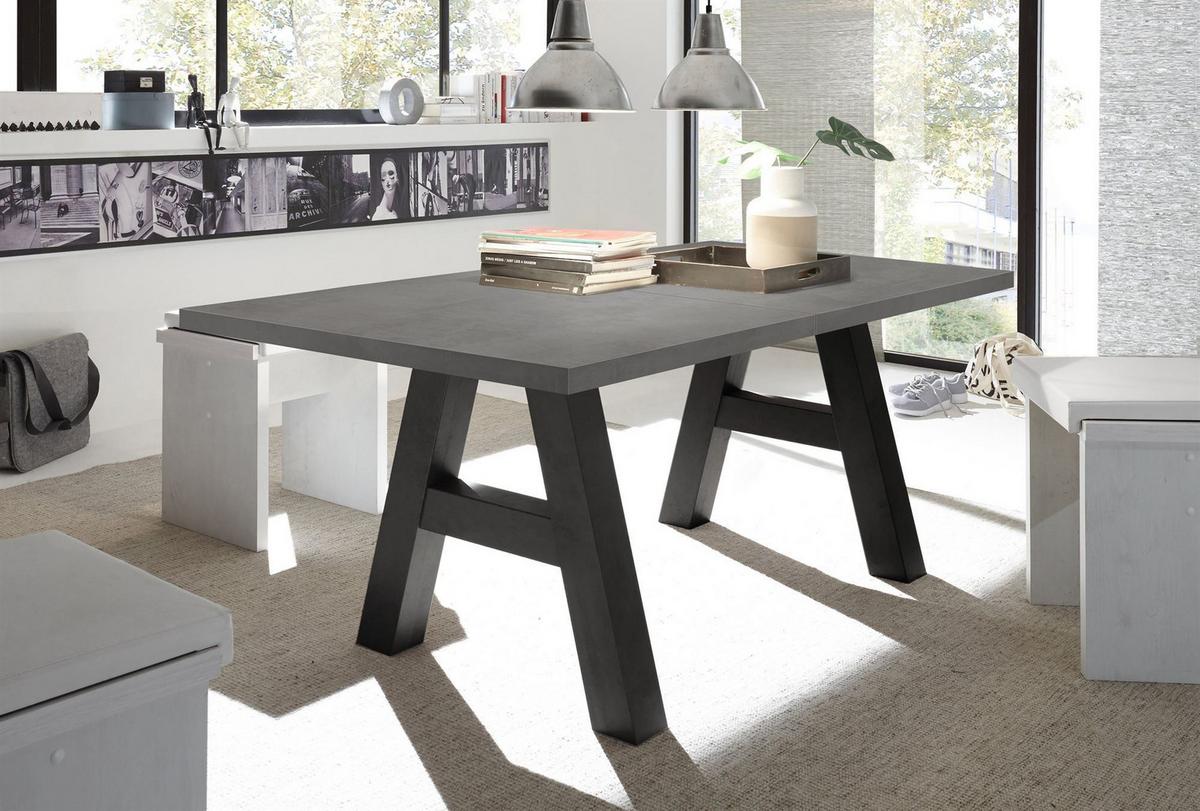 ESSTISCH ausziehbar Elia 7 140 x 90 x 75 Esszimmertisch Schwarzstahl/Graphit - Grau, Holz (140/90/75cm) - 58aufmkessel