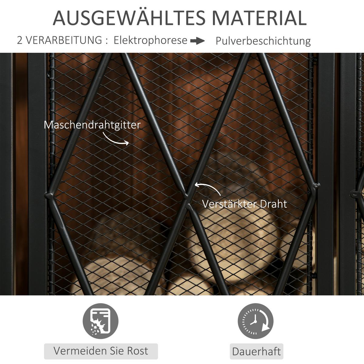 KAMINSCHIRM Schmiedeeisen dreiteilige Design Doppeltüren Metall Schwarz - Schwarz, Metall (120/79/120cm) - HOMCOM