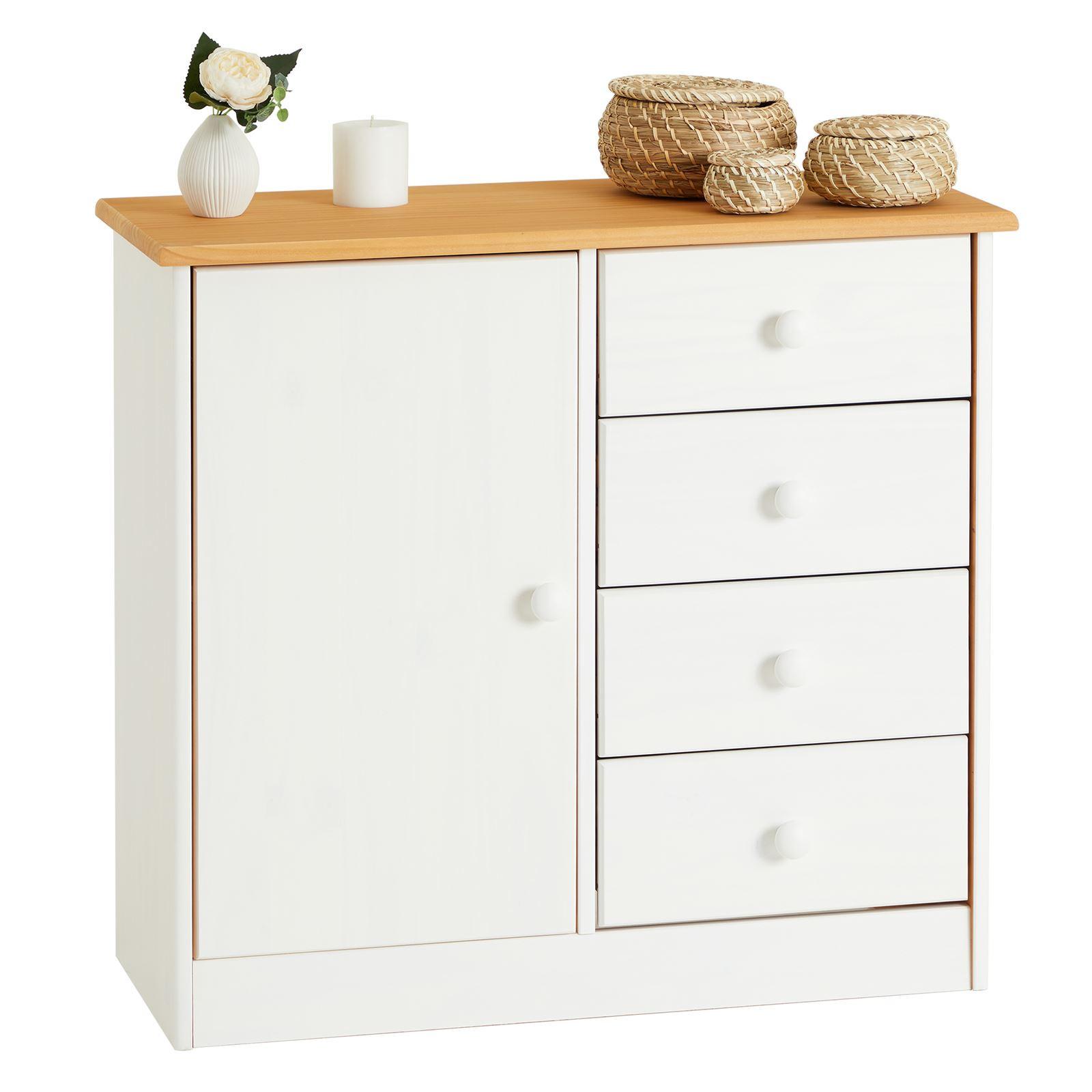 KOMMODE RONDO weiß/braun - Weiß/Braun, Holz (79/74/35cm) - IDIMEX