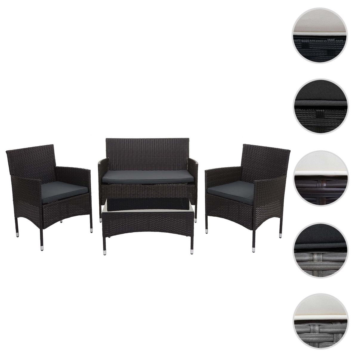 POLY-RATTAN GARNITUR Braun, Anthrazit - Anthrazit/Braun, Kunststoff - MCW