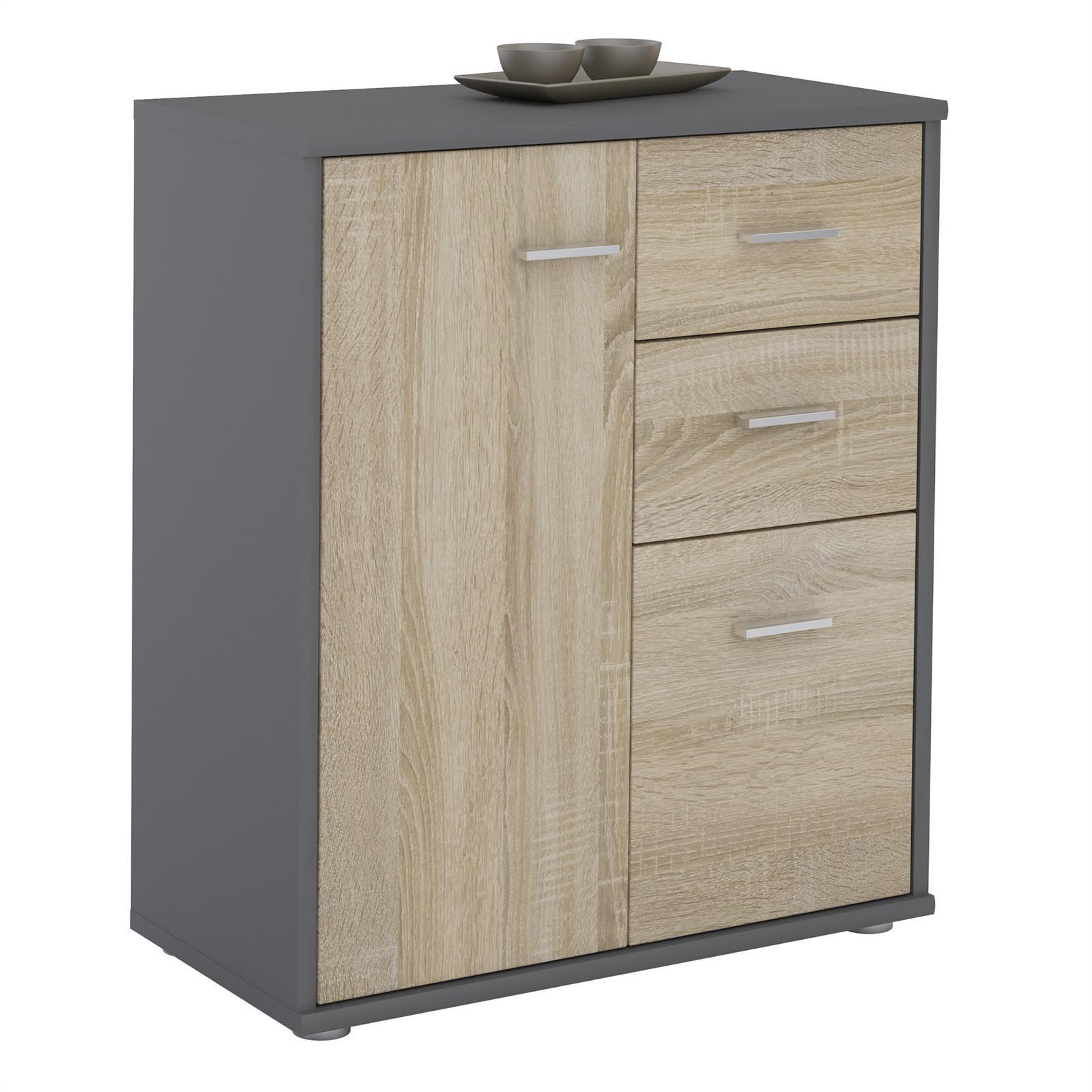 KOMMODE LOCARNO Grau/Sonoma Eiche - Grau/Sonoma Eiche, Holzwerkstoff (60/70/30cm) - CARO-Möbel