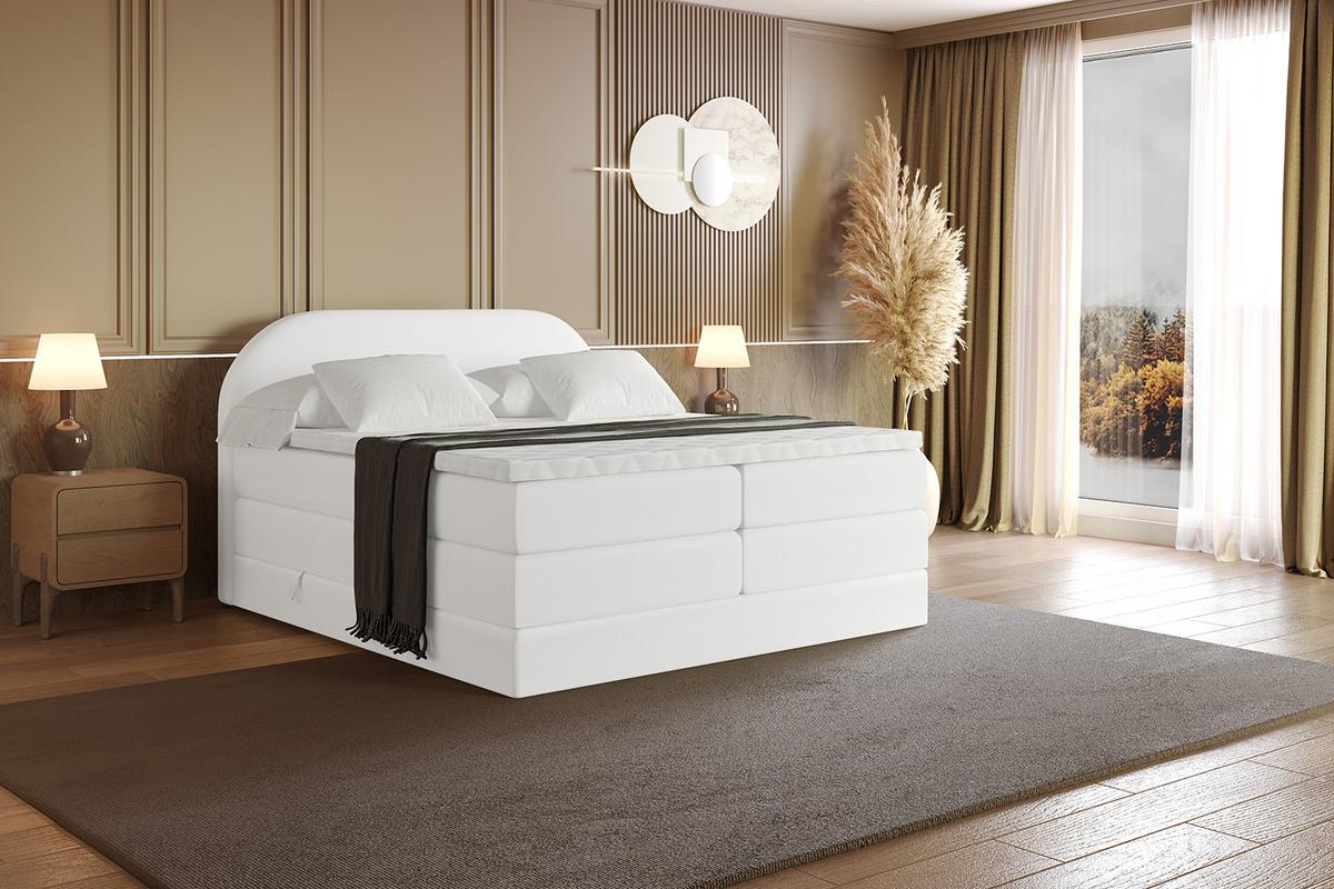 BOXSPRINGBETT mit Matratze und Lattenrost - NOX KING-120x200 - Weiß - Weiß, Holzwerkstoff (120/200cm) - ALTDECOR