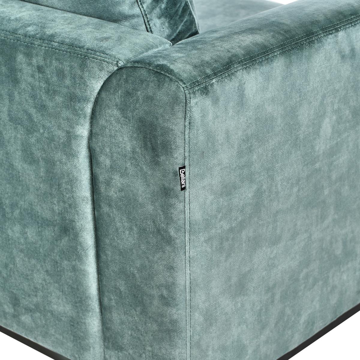 ECKSOFA 4-Sitzer Samtstoff Blaugrün rechtsseitig Oslo - Blau/Jadegrün, Textil (270/151cm) - Beliani