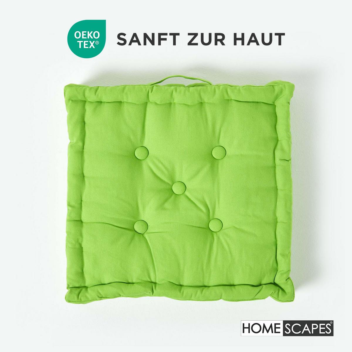 SITZKISSEN grün 40/40/8 cm – Bodenkissen unifarben - Grün, Textil (40/40/8cm) - Homescapes