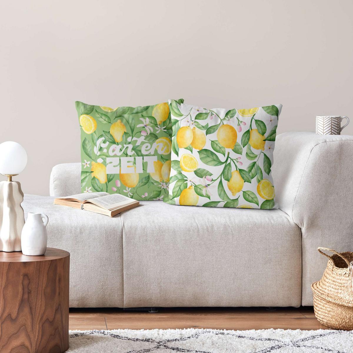 DEKOKISSEN 2er-Set Mein Garten Duo II 40/40 cm - Gelb, Textil (40/40cm) - Bilderwelten
