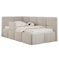 POLSTERBETT ARVO ALTA 90/200 - Hellgrau Struktur - Ohne Matratze - Links - Hellgrau, Textil (90/200cm) - MKS