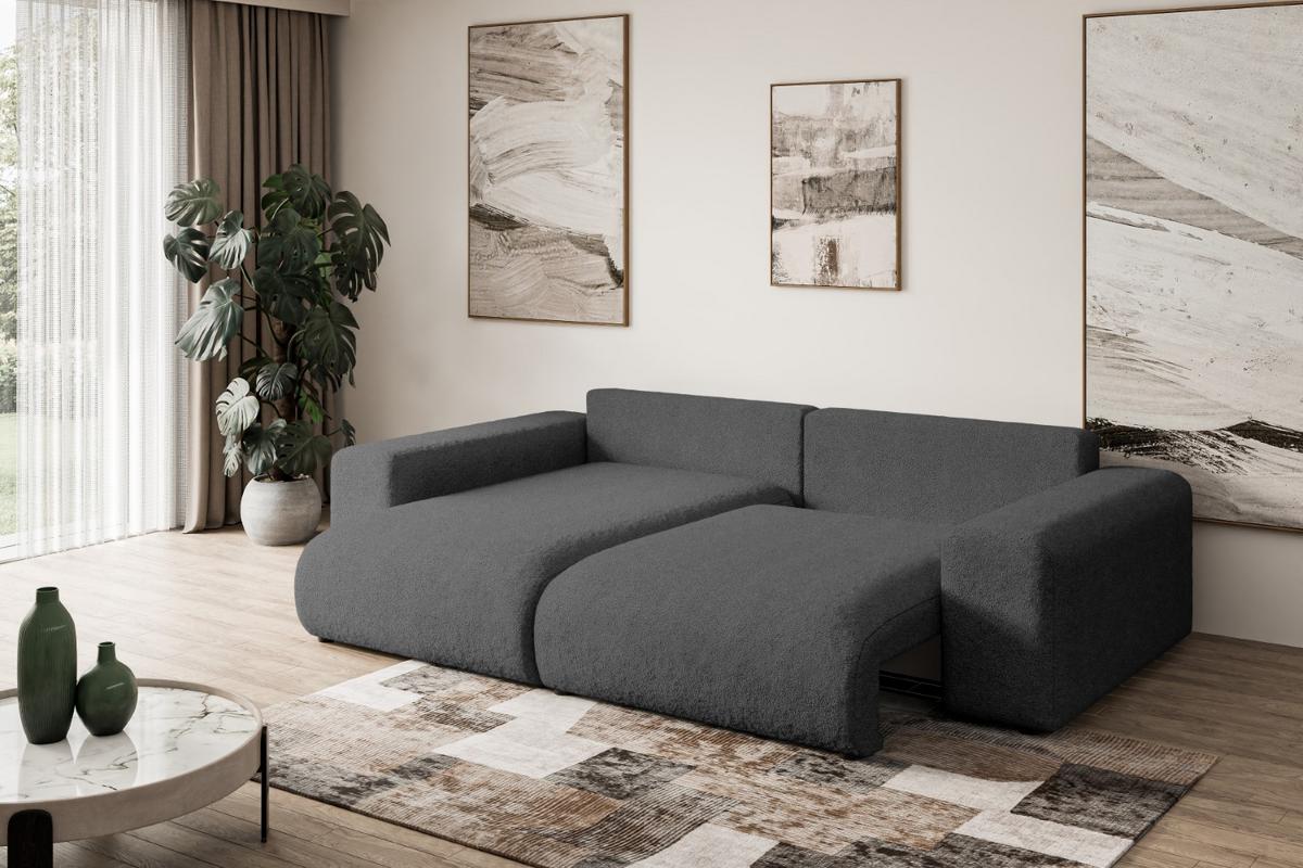 ECKSOFA Ottomane links ESKAR-L 266x176x72 Platinfarben Bouclé - Platinfarben/Schwarz, Holzwerkstoff/Kunststoff (266/176cm) - ALTDECOR