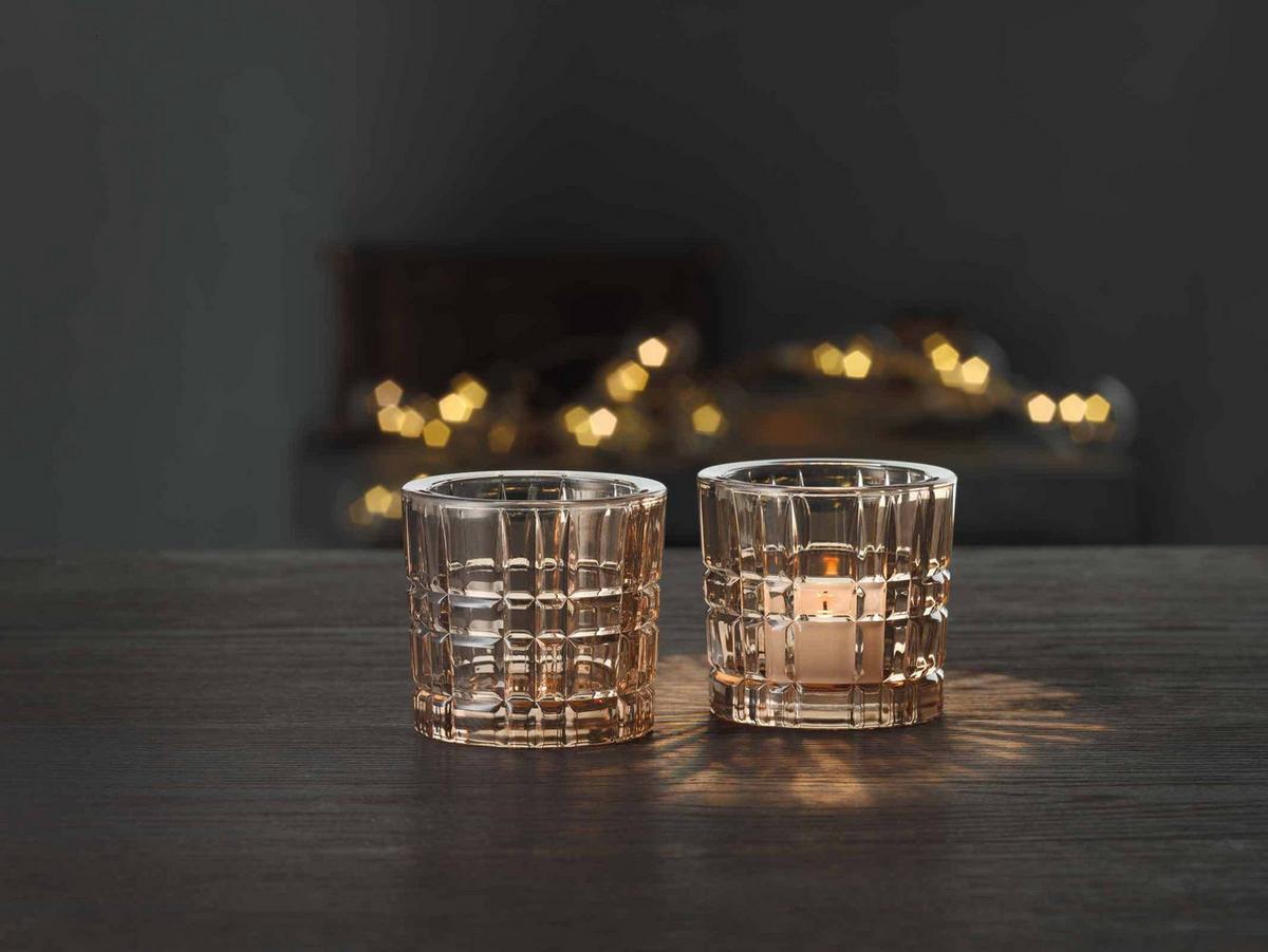 TEELICHTHALTER Square Votives Tobacco ø 7,1 x 6,6 cm 2er Set - Braun, Glas (7.1/6.6cm) - Nachtmann