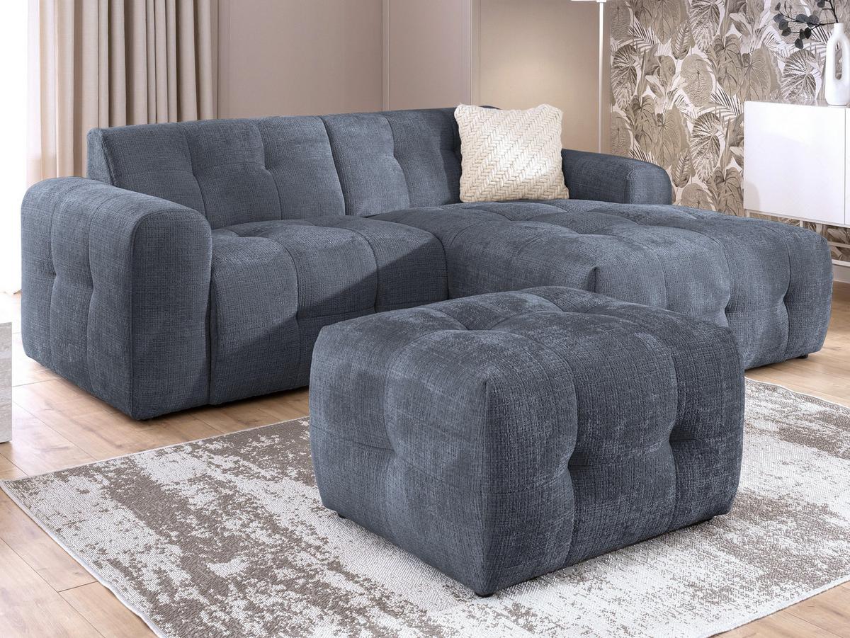 POLSTERHOCKER mit raffinierten Steppungen, zu passendem Sofa, Wellenunterfederung, Chenille-Bezug Grau / 21058 - Schwarz/Grau, Kunststoff/Textil (87/46/68cm) - luma-home