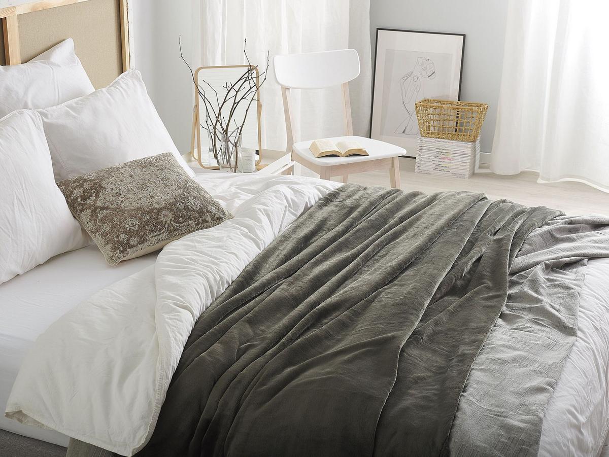 DECKE Dunkelgrau Terke 220/200 cm - Dunkelgrau, Textil (200/220cm) - Beliani