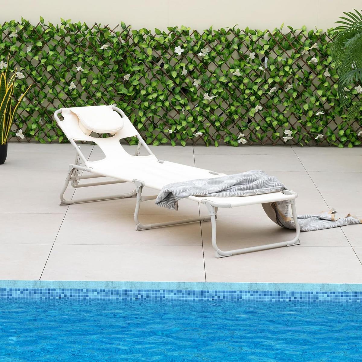 SONNENLIEGE Beige - Beige, Metall (190/32/56cm) - COSTWAY