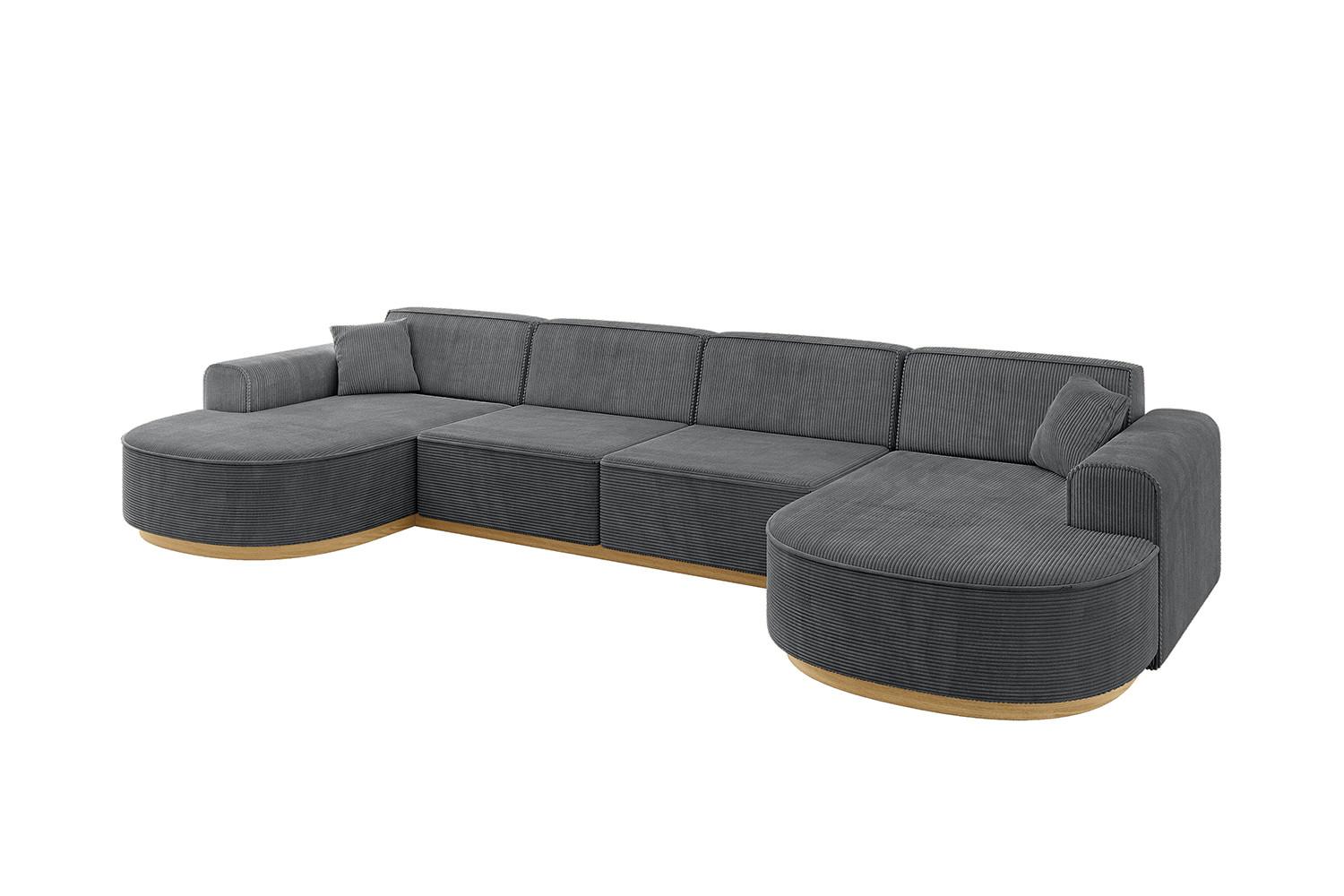 WOHNLANDSCHAFT MARI-U2-v2 - 388x171x83 cm Dunkelgrau Cord - Dunkelgrau, Holzwerkstoff/Textil (388/83/171cm) - ALTDECOR