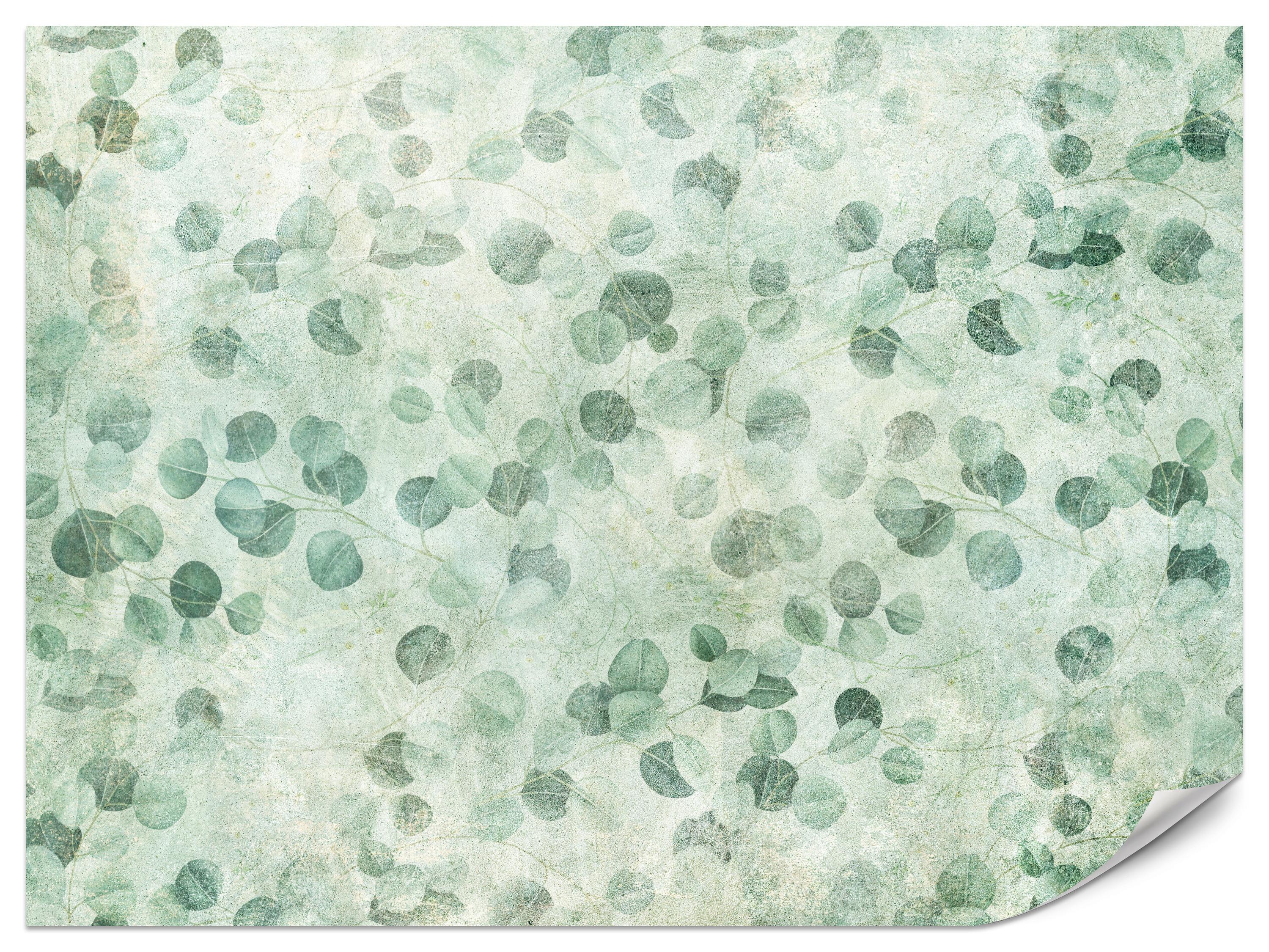 FOTOTAPETE Grüne Blätter Beton Optik Natur 250x175 - Grün, Papier (250/175cm) - Muralo