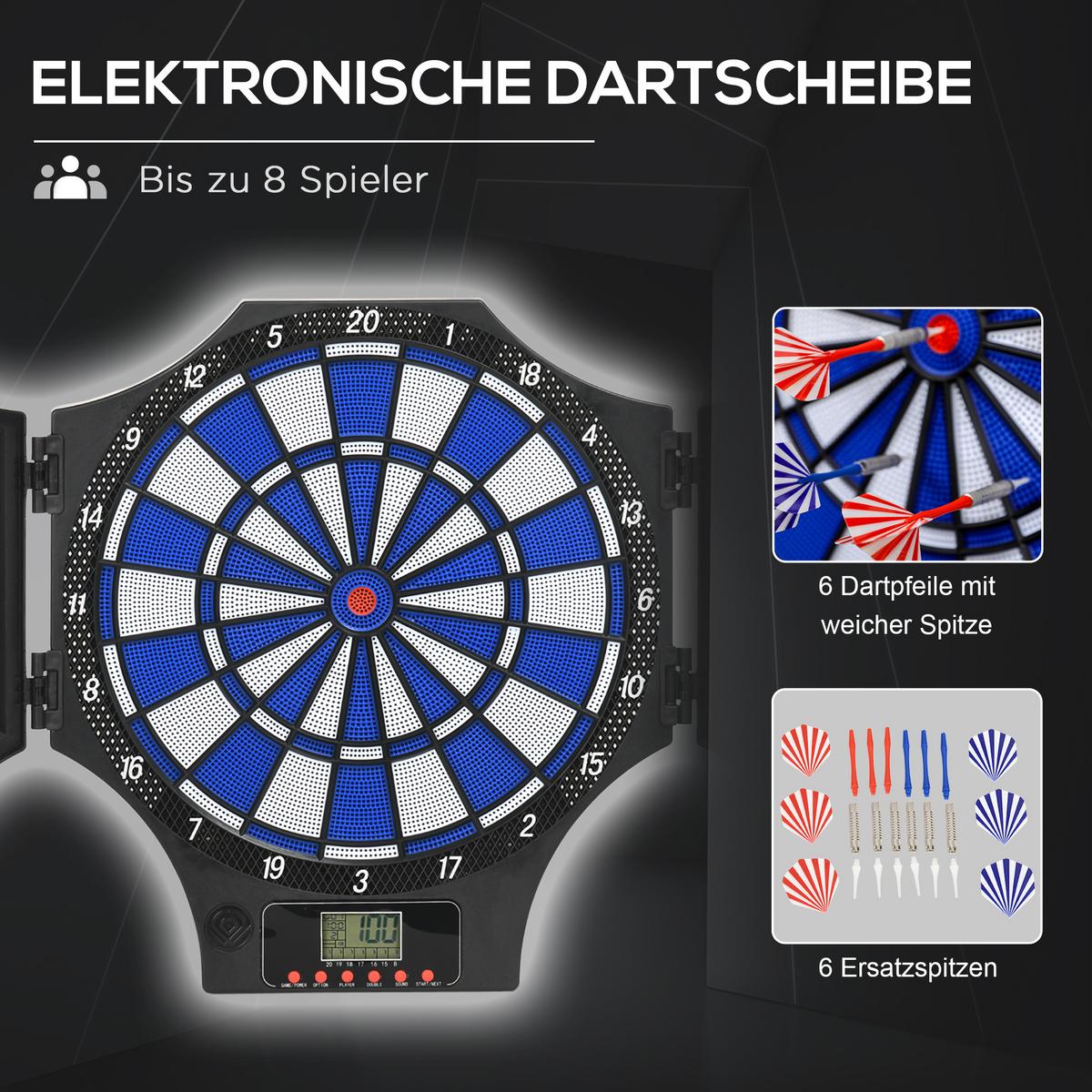 ELEKTRONISCHE Dartscheibe - Schwarz, Kunststoff (45/83cm) - SPORTNOW