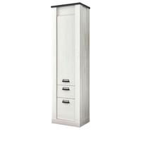 HOCHSCHRANK weiß Pinie, anthrazit Landhaus, Badschrank mit Soft-Close - Anthrazit/Weiß, Holzwerkstoff/Metall (51/201/38cm) - Furn.Design
