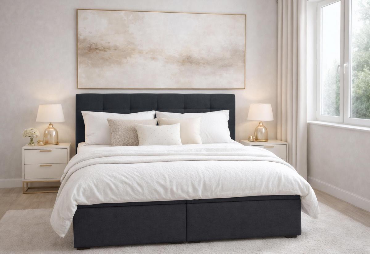 BOXBETT GALATA 180x200 cm mit Bettkasten und Matratze - Schwarz + TOPPER - Schwarz, Holz/Holzwerkstoff (180/200cm) - AX Living