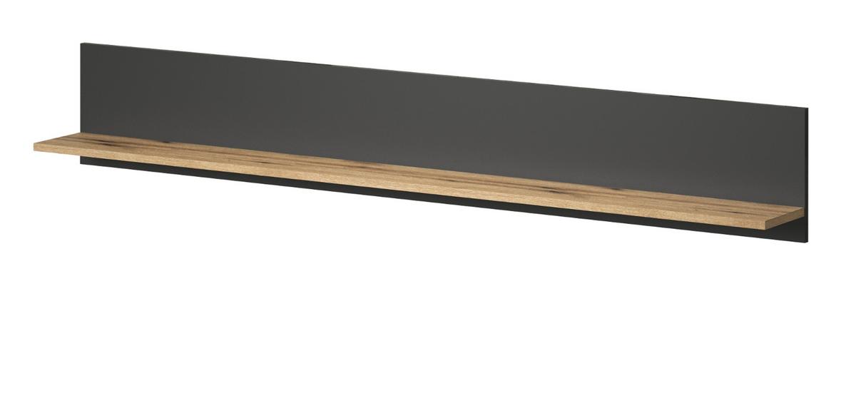 WANDBOARD grau, Evoke Eiche, Wandregal 167 x 25 cm - Eichefarben/Grau, Holzwerkstoff (167/25/18cm) - Top.Furn