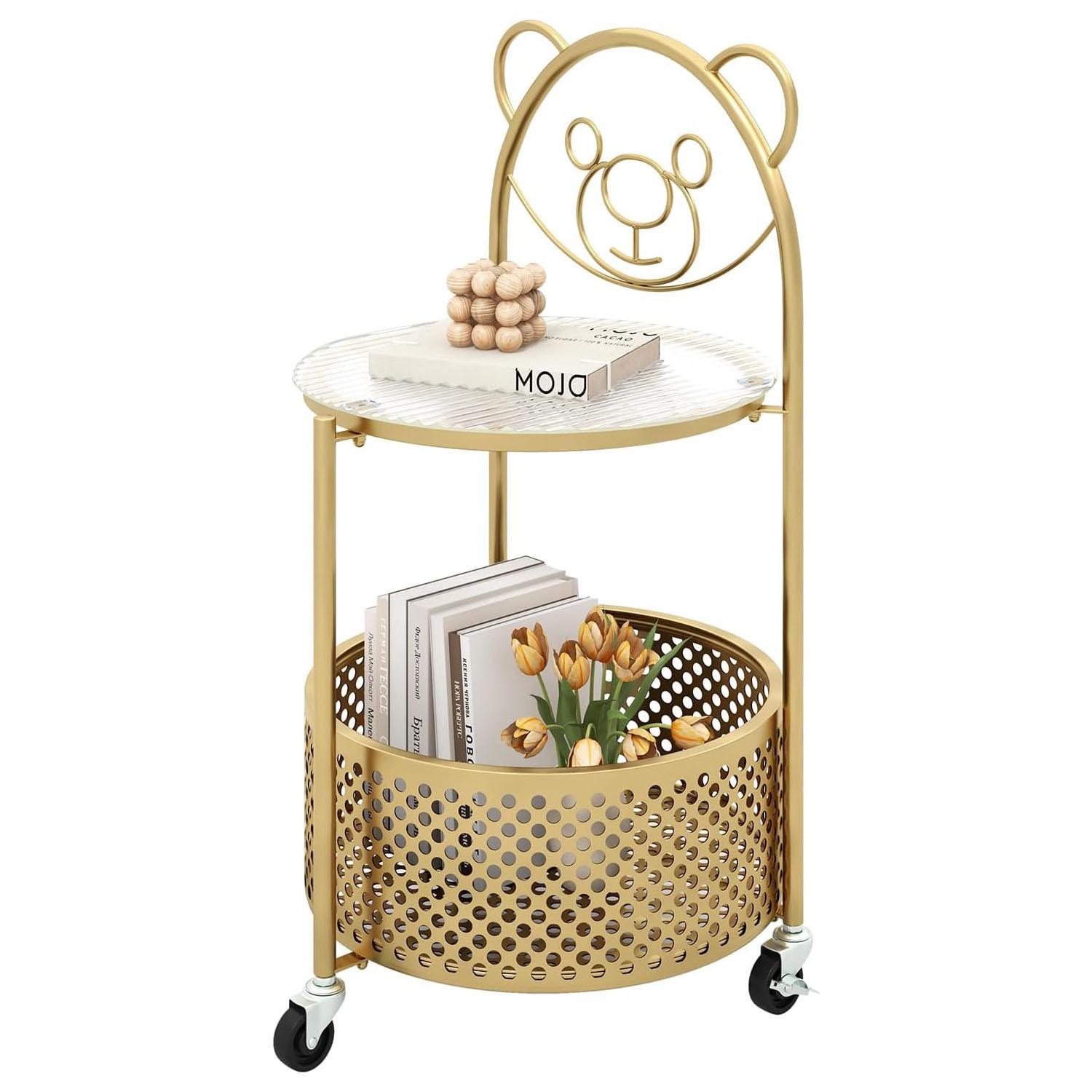 BEISTELLTISCH Gold - Goldfarben, Metall (36.5/40/71cm) - COSTWAY