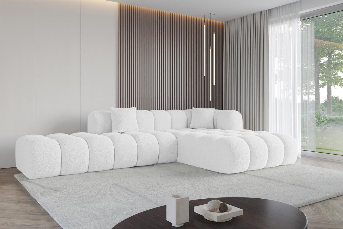 ECKSOFA Ottomane Rechts OLEA-L2 - 289x176x71 cm Weiß - Schwarz/Weiß, Holzwerkstoff/Kunststoff (289/176cm) - ALTDECOR