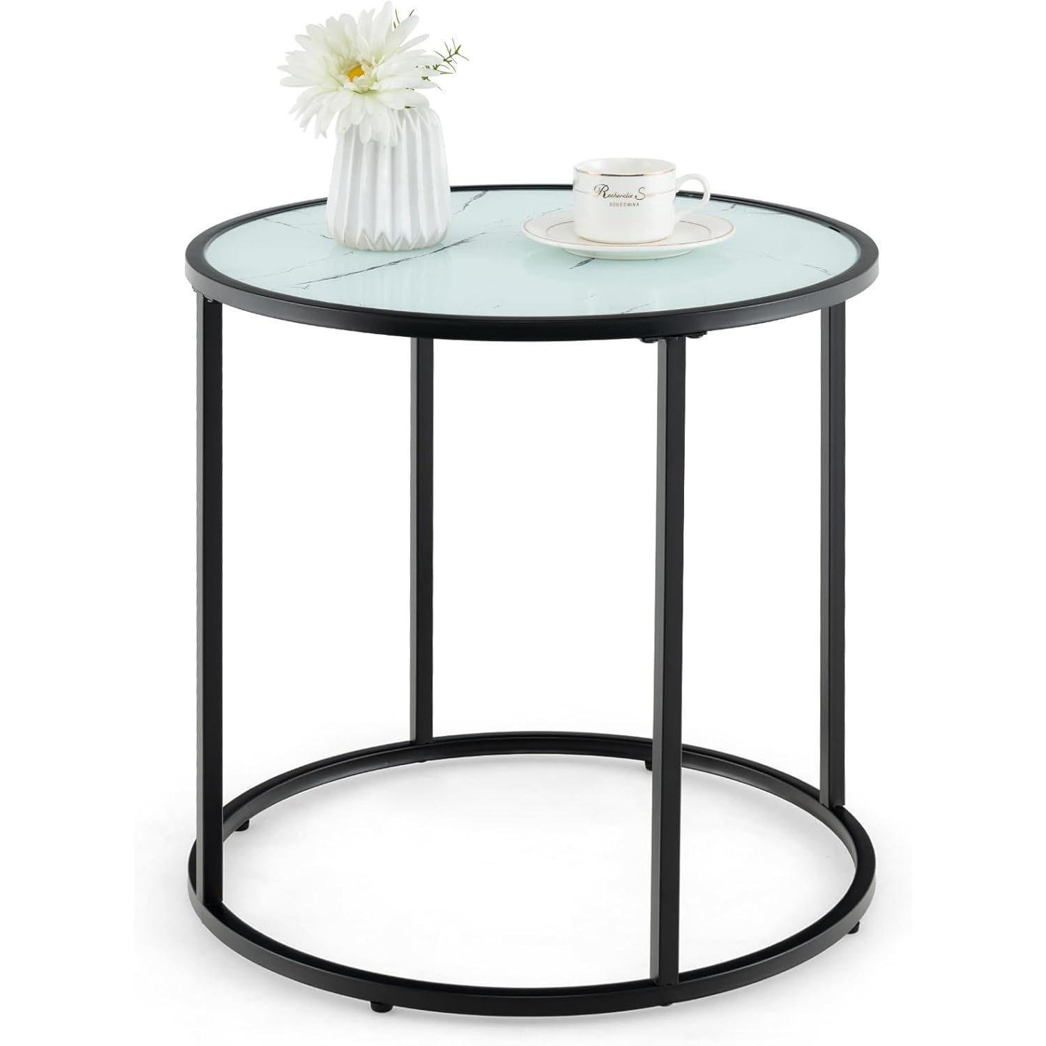 BEISTELLTISCH Schwarz - Schwarz, Glas (50/50/50cm) - COSTWAY