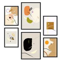 POSTER Set Mit 6 Minimalismus Sammlung A3 & A4 Schwarzer Rahmen - Schwarz, Papier (29/3cm) - Nacnic
