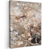 LEINWANDBILD Mandelblüte - Kunst - Van Gogh - Beige - Abstrakt Wandbild Wohnzimmer 60x80 cm - Braun, Textil (60/80cm) - MuchoWow