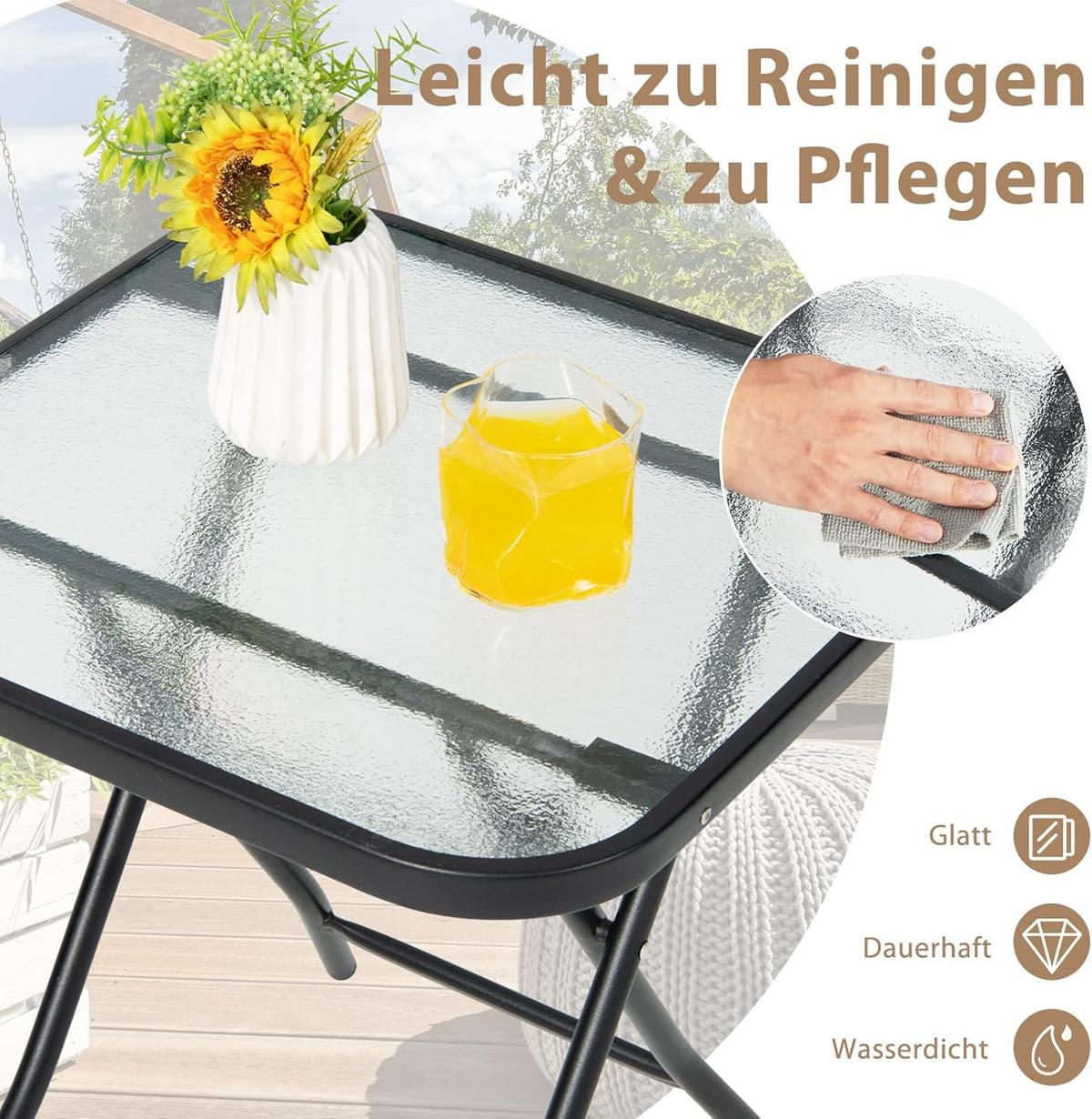 BISTROTISCH Kleiner Schwarz - Schwarz, Metall (47/47/48cm) - COSTWAY