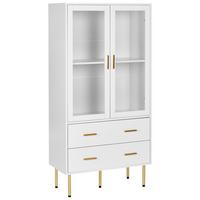 VITRINE mit Glastüren 80 cm Weiß Milora - Weiß, Holzwerkstoff (80/160/40cm) - Beliani